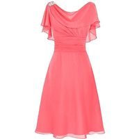 Wholesale 2020 Hot Sale Chiffon Watermelon Bridesmaid Dresses with Deflated Sleeves Short Maid of Honor Dresses Plus Size Dress for Wedding Guest