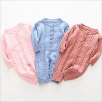 Wholesale Baby Sweater Rompers Kids Solid Knitted Jumpsuits Infant Cotton Plain Onesies Boutique Newborn Fashion Bodysuits Toddle Climb Clothes C7162