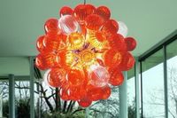 Wholesale 100 Mouth Blown Borosilicate Round Led Ceiling Light Chihuly Style Modern Hand Blown Murano Glass Ball Chandelier Light