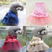 Wholesale Dog Lace Bow Lovely Dresses Sequin Drill Skirts Fluffy Gauze Pets Clothes Autumn Supplies Hot Sale ml UU
