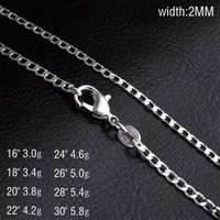 Wholesale 2MM Flat Chain Necklace Sterling Silver Sideway Chains for Women Inches Mens Fashion Jewelry with Lobster Clasp