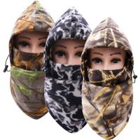 Wholesale Hot Men Women Camouflage Fleece Cycling Face Mask Winter Warm Beanie Skiing Hat Long Hoody Neckwarmer Exercise Mask