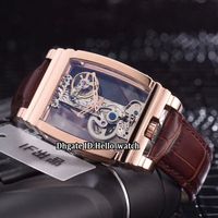 Wholesale New Diasteria Golden Bridge Transparent Skeleton Dial Mechanical Hand Winding Automatic Mens Watch Rose Gold Case Leather Watches