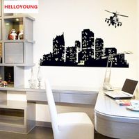 Wholesale Luminous City Of The Night Sky Wall Sticker Art Mural Waterproof Wall Stickers Home Decor living room Glow in the Dark