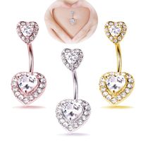 Wholesale sexy l surgical steel navel rings women double gem Belly Button Navel Bar Ring Body Piercing bars Jewelry belly rings