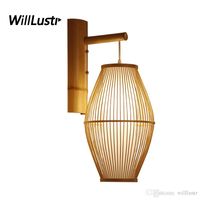 Wholesale Handmade Bamboo Wall Sconce Traditional Chinese Lantern Style Light Doorway Porch Foyer Balcony Bedside Corridor Teahouse Lamp