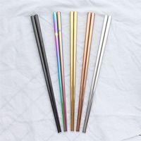 Wholesale Chopstick Stainless Steel Chopstick Wed Chopstick Square Glossy Silver Gold Rose Gold Black Rainbow
