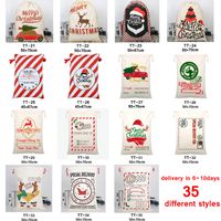 Wholesale 35 STYLES Christmas Gift Bags Drawstring Bag With Reindeers Claus Bag for Santa Sack kids