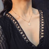Wholesale 12 Zodiac Constellation Carve Coin Pendant Necklace Simple Copper Leo Beads Clavicle Chain Necklace Sexy Couple Jewelry