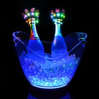 Wholesale Chargeable LED Ice Bucket L Large Champagne Beer Wine Cooler Ice Holder Single Colorful Changing Lighted LED Ice Tub