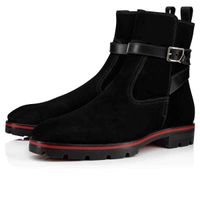 Wholesale Luxurious Designer Red Bottom High Top Boots For Men Shoes Ankle Booties Kicko Croc Style Black Suede Calfskin Elegant Men s Low Heels Boot