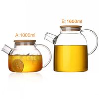 Wholesale Borosilicate Tea Pot Heat Resistant Kettle Hot Cold Resistant Dual Use Bamboo Teapot Household Kettle