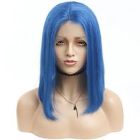 13 4 Del Frente Del Cordón Pelucas De La Virgen Brasileña Del Cabello Humano Recto Peluca De 150 Densidad Grado Azul Rojo 9a Rosa Color Violeta