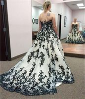Wholesale Sweetheart Black Lace Appliques Gothic Wedding Dresses Bridal Gowns Women Formal Wedding Dress Plus Size Robe De Mariee