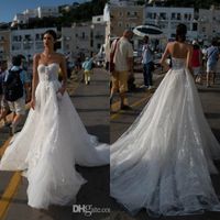 Wholesale Inbal Dror Wedding Dress Sweetheart Lace Bridal Gowns Backless Sweep Train Boho A Line Wedding Dress Custom Made