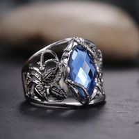 Wholesale S1286 Hot Fashion Jewelry Hollowed Blue Crystal Ring Shape Of Horse Eye Ring Women s Rings