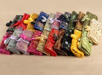 Wholesale 5 per bag Portable Folding Jewelry Travel Storage Bag Roll Up Bag Zipper Silk Brocade Pouch Drawstring