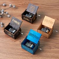 Wholesale arts and crafts Creative Classic wooden Music Box All kinds pictures Ingraved Hand Shaking motivated Harry Poters Ornaments