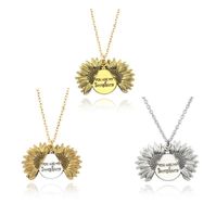 Wholesale Sunflower double layer engraved neck chain alloy flower short clavicle chain the best gift for women and girls