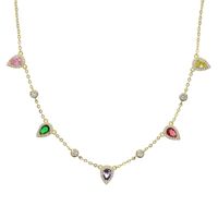 Wholesale Chains Gold Rainbow Jewelry Colorful Tear Drop Cz Charm cm Birthstone Choker Women Necklace