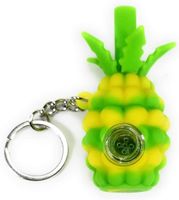 Wholesale silicone pineapple smoking pipe Hookahs hand pipes with glass bowl tobacco Oil Rigs Portable keychain