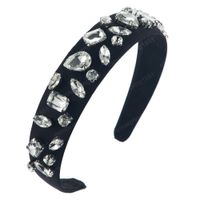 Wholesale Summer Full Crystal Headband for Lady Luxury Black Velvet Shiny Rhinestone Bezel Bridal Wedding Hair Accessories