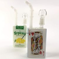 Wholesale 2020 Small Juice Bottle Bong Glass Water Pipes Hookahs Dab Oil Rig Shisha Smoking Accessories Recycler Heady Cigarette Holder Inch MM