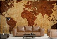 Wholesale Custom photo wallpapers for walls d Cartoon mural HD retro world map background wall painting wallpaper for living room mural wall papers