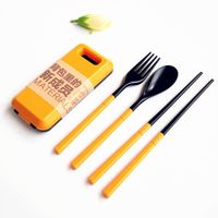 Wholesale Creative Travel Cutlery Set Foldable Portable Spoon Fork Chopsticks Sets PP Wedding Party Cutlery Three piece Gifts DBC DH0720