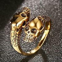 Wholesale Adjustable Vintage Punk Gold Silver Skull Ring Men Chunky Biker Rock Rap Embrace Skeleton Head Ring Gothic Jewelry