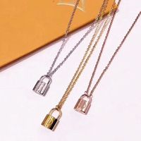Wholesale Luxury Jewelry Silver Rose Gold Lock Pendant Designer Necklace K Gold Stainless Chain Women Necklaces Valentine s Day gift personality