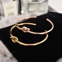 Wholesale YUN RUO New Fashion Luxury Knot Lovers Bangle Rose Gold Color Women Birthday Gift Party Titanium Steel Jewelry Never Fade