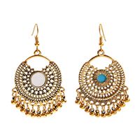 Wholesale Vintage Ethnic Mirror Hollow Round Tassel Boho Hanging Dangle Drop Earrings For Women Gypsy Fashion Jewelry Accessories