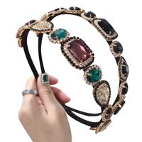 Wholesale New Colorful Gem Baroque Headbands For Women Diamond Hair Accessories Pearl Headband for Girls Crown Flower Hairbands Head Wrap
