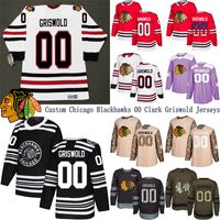 Wholesale Custom Chicago Blackhawks Hockey Jerseys Clark Griswold CCM Winter Classic Purple Fights Cancer Camo Veterans Day Jersey