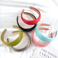 Wholesale New Classic PU Headband CM Wide Side Striped Artificial Leather Hairband Soft Candy Color Turban Summer Hair Accessories