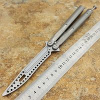 Wholesale Tacy ball bearing D2 blade Titanium butterfly trainer training knife not sharp Crafts Martial arts Collection knvies xmas gift Adru