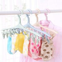 Wholesale plastic portable bathrooms cloth hanger rack with detachable clothespin clothes hangers socks underwear drying