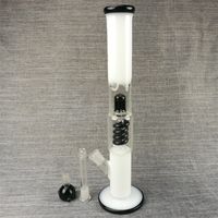 Wholesale milky white glass water bongs hookahs black recycler tube and mushroom perc percolator mm joint for smoking