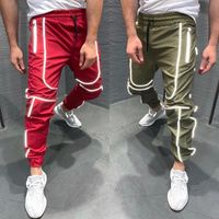 Wholesale Men reflective night running sportpants Male casual light thin loose small leg trouser quick drying breathable brand pants
