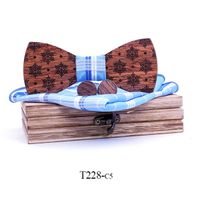 Wholesale Christmas snowflake Wooden Bow tie Handkerchief Cufflinks Sets for Mens Wood Bowtie Purple Bow Tie Bowknots Cravat wood box