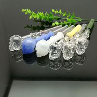 Wholesale Round double color skull bone straight pot IN STOCK glass pipe bubbler smoking pipe water Glass bong
