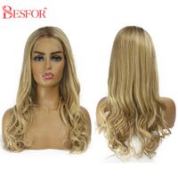 Wholesale g BESFOR Highlight Natural Wave Wig Pre Plucked Glueless Balayage Ombre Lace Frontal Wigs For Women
