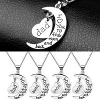 Wholesale I Love You To The Moon And Back Necklace Heart Mom Dad Grandma Grandpa Son Daughter Necklaces Fashion Jewelry drop ship