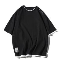 Wholesale Men s T Shirts Mens Summer Short Sleeved T Shirts Casual Bottoming Shirt Korean Version O Neck Cotton Black Tops Clothing