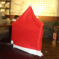 Wholesale Hat Shape Red Chair Covers Non Woven Fabric Seat Cover Christmas Wedding Office Bar Chairs Sleeve Living Room Furniture Decorations qy B2
