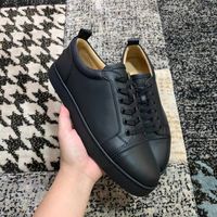 Wholesale High Quality Cheap Luxury Top Men Women Shoes Red Bottom Sneaker Junior Flat Black Leather Trainers Black White Low Cut Trainers