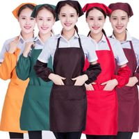 Wholesale Restaurant Waiter Uniform Apron Overclothes Polyester Pure Colore With Pocket Waterproof And Oil proof Aprons Home Textiles HA1107
