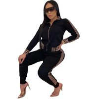 Wholesale Fashion Casual Tracksuit Two Piece Set Women Spring Autumn New Long Sleeve Printed Stitching Sweatsuit Women Two Piece S XL