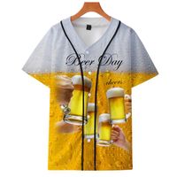 Wholesale Men s Jackets D Beer Day Drinking Companion Happy Time Short Sleeve Baseball Uniform Men Women Casual Jacket Clothes